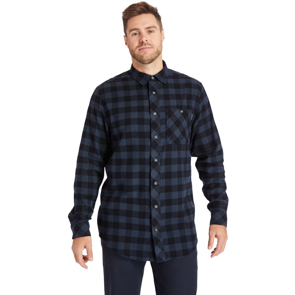 Camasi Timberland Barbati Bleumarin - Pro® Woodfort Mid-Weight Flex Flannel Work - Romania - WXSANQ3